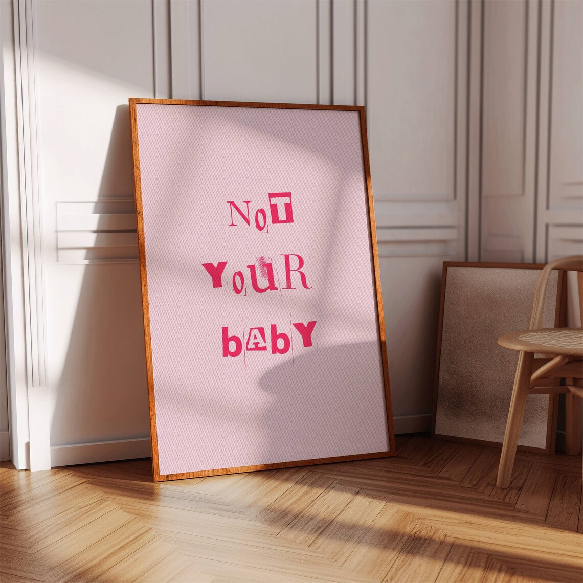 Not Your Baby Pink Girly Quote Poster Bold Typography Feminist Room Decor