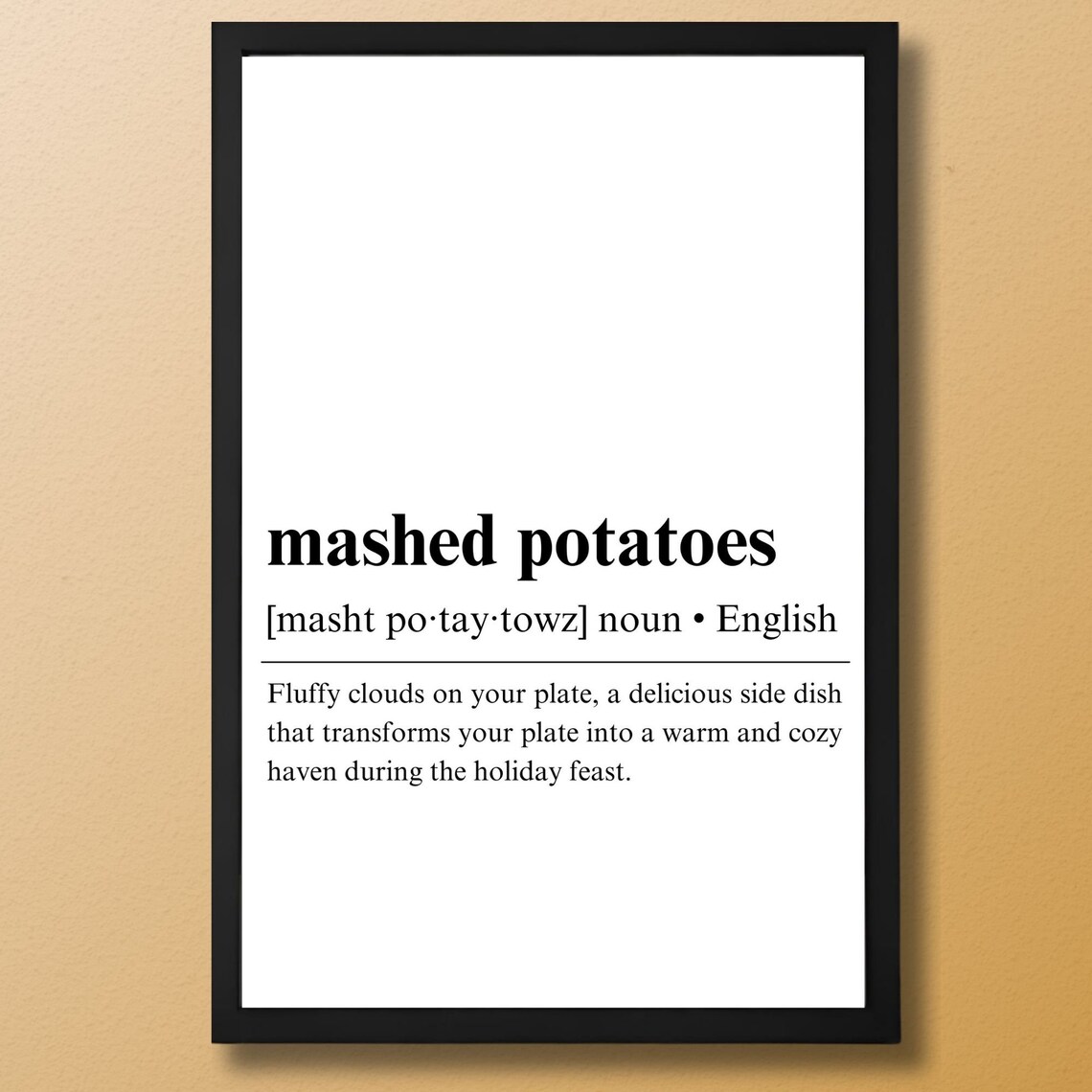 Mashed Potatoes Definition Poster, Thanksgiving Quote