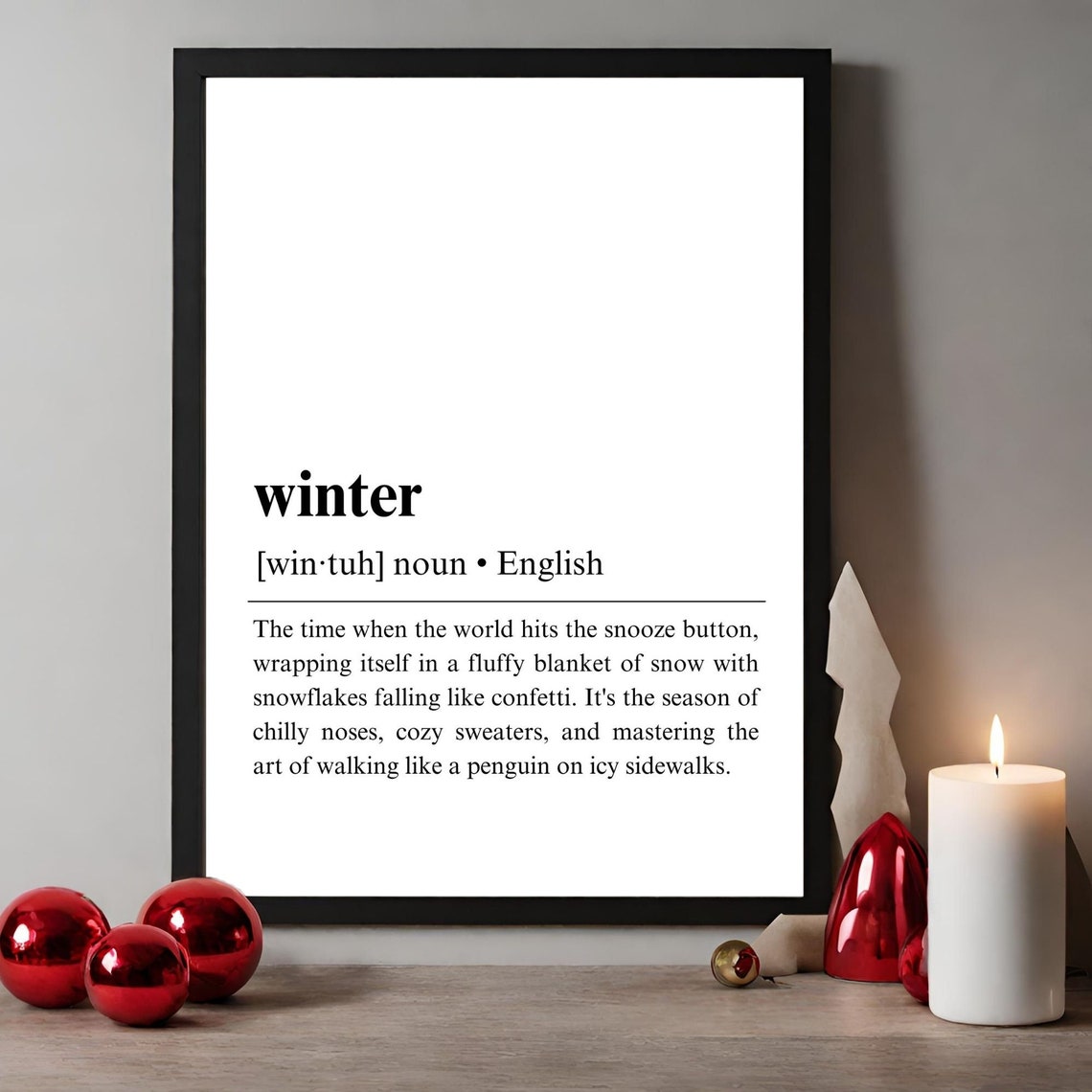 Winter Noun Dictionary Definition Poster for Cozy Seasonal Decor - Image 2