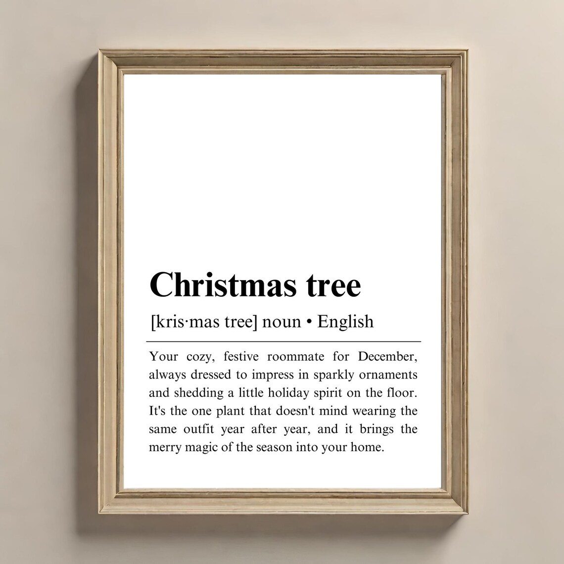 Christmas Tree Definition Sign, Modern Xmas Decor