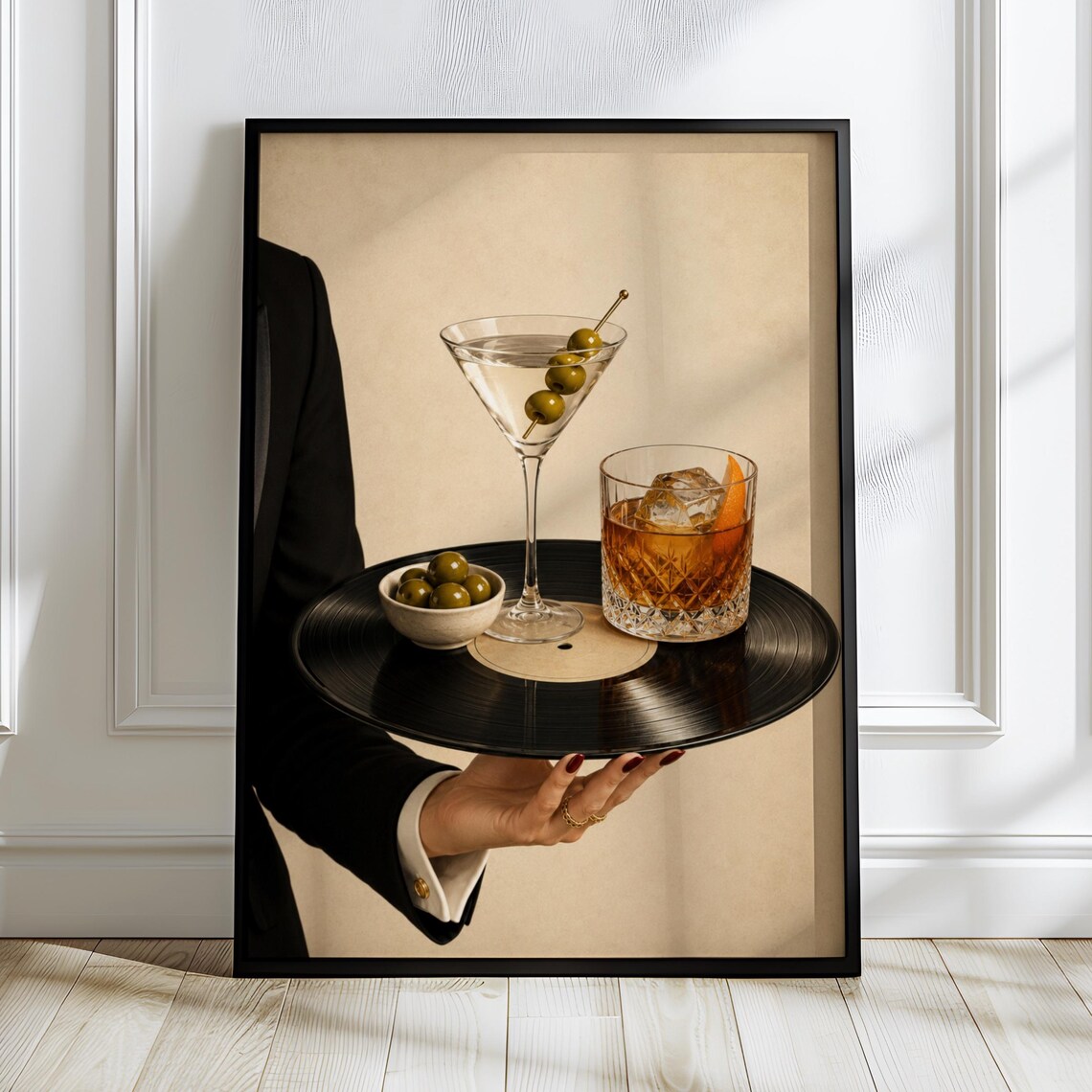 Vinyl Cocktail Tray Poster, Speakeasy Bar Art