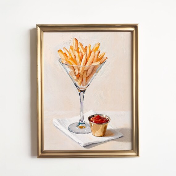 French Fries In Glass, Quirky Modern Still Life