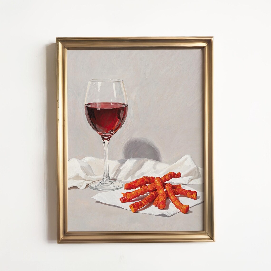 Hot Cheese Crunch And Red Wine Art Print