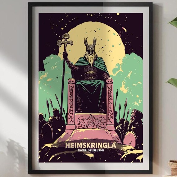 Heimskringla Snorri Sturluson Odin Throne Norse King Art Poster