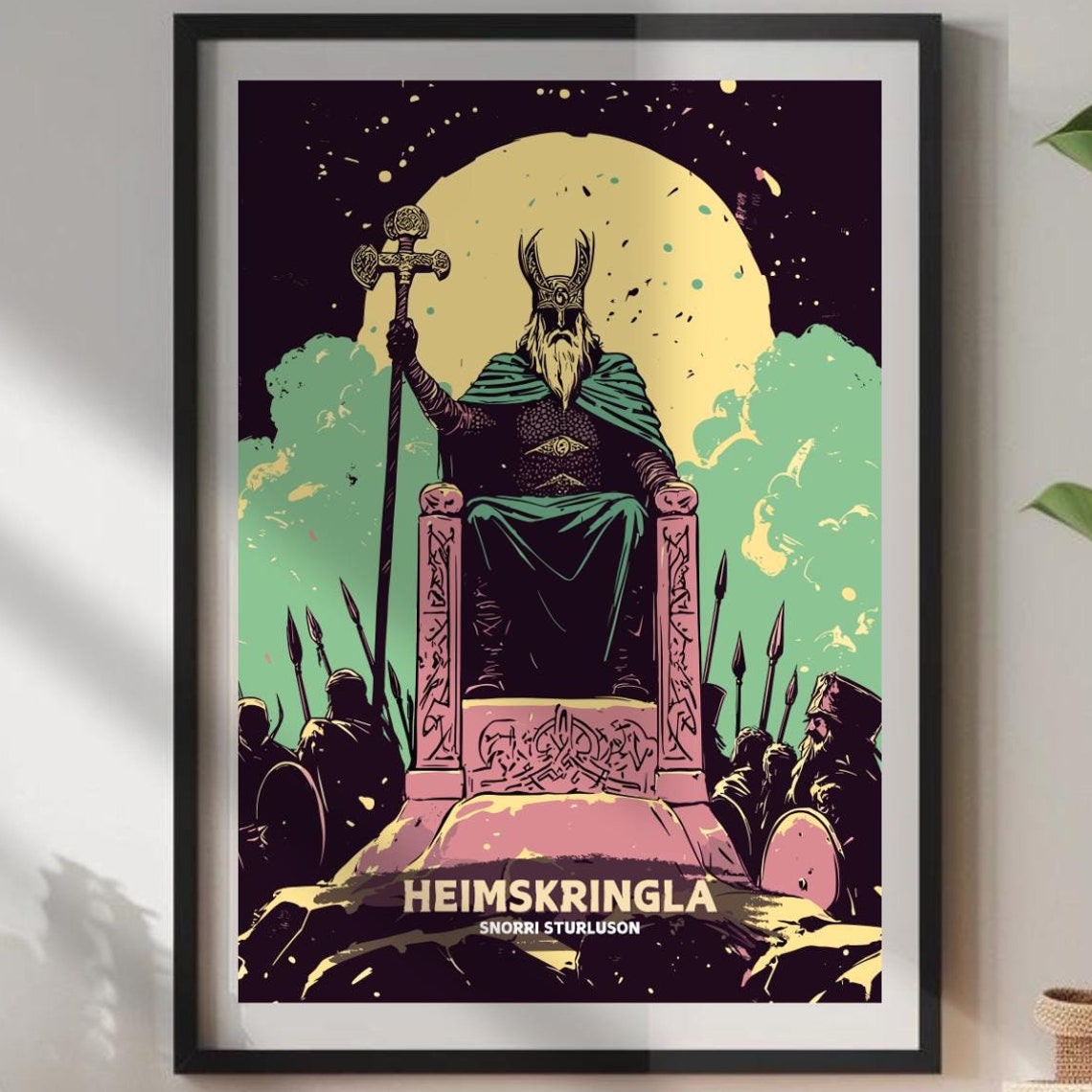 Heimskringla Snorri Sturluson Odin Throne Norse King Art Poster