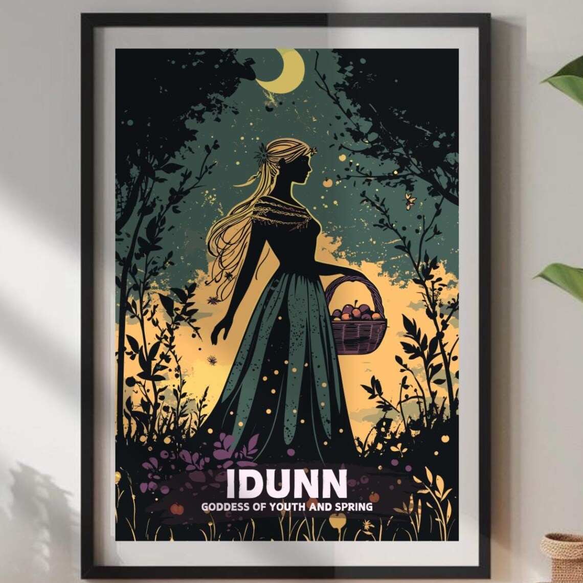 Idunn Norse Goddess of Youth and Spring Apple Moon Art Poster