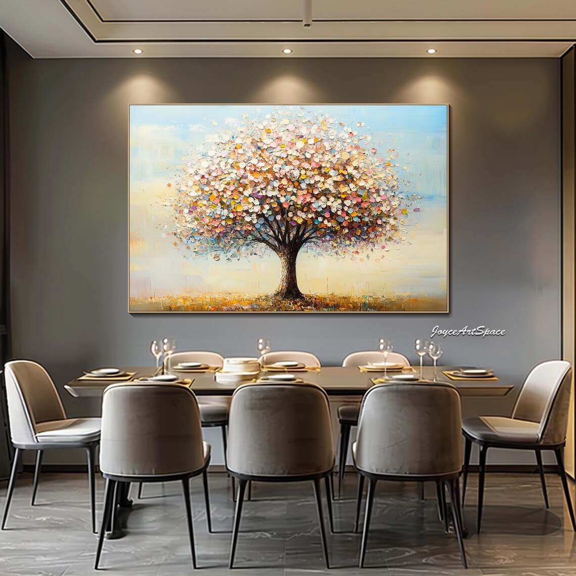 Tree of Life Colorful Blossom Canopy Textured 3D Painting Poster - Image 3