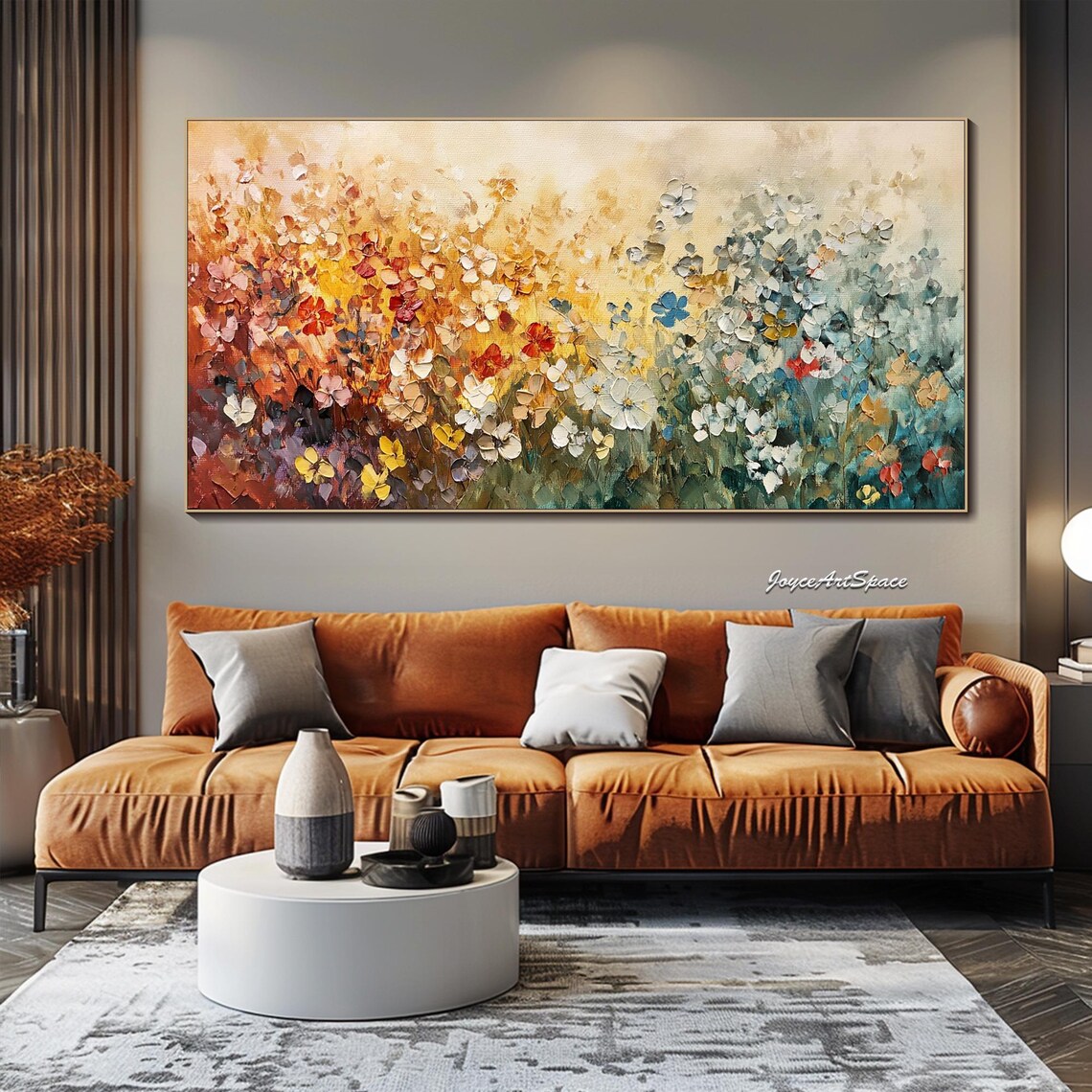 Abstract Floral Oil Painting, Bedroom Wall Art Print - Image 2