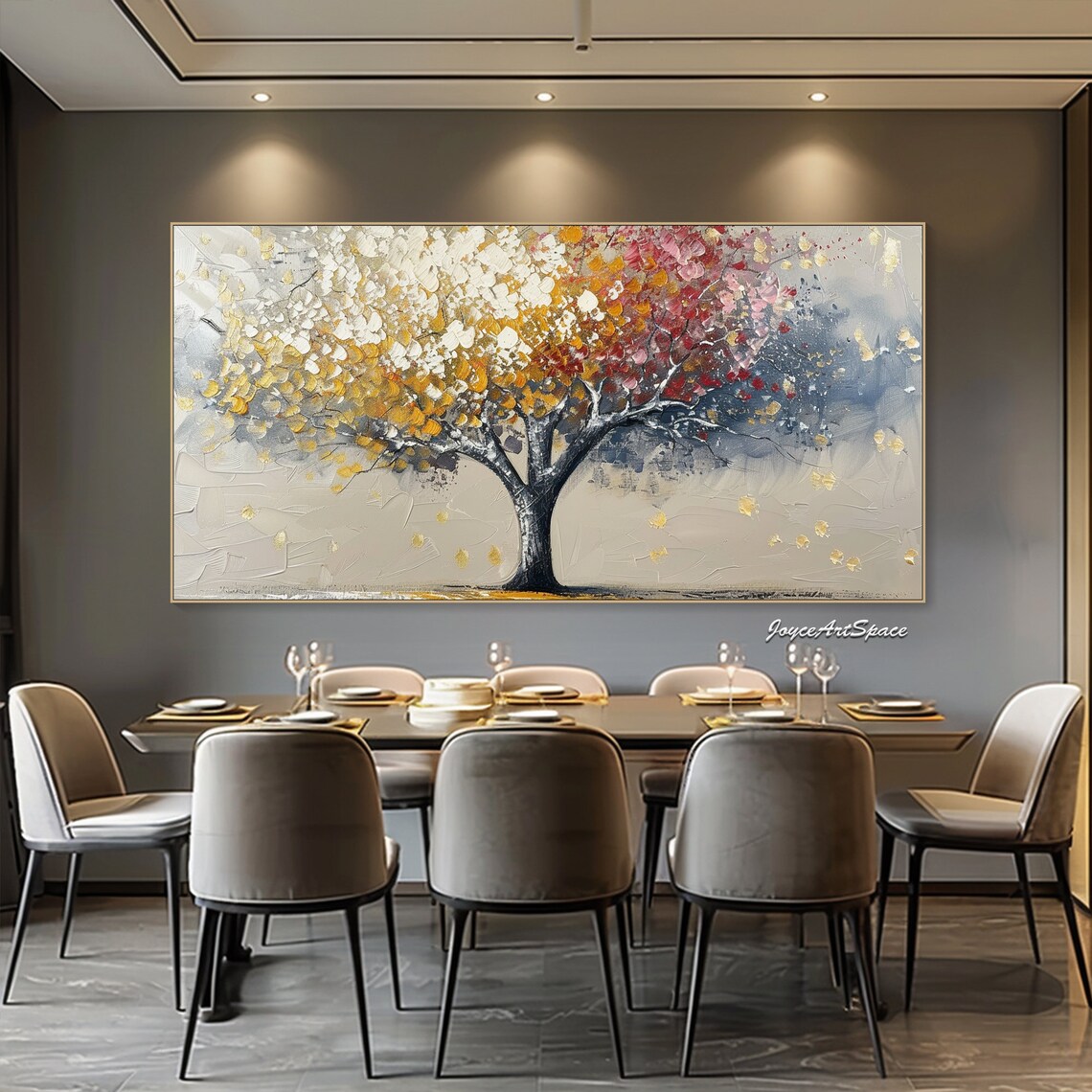 Abstract Textured Tree Oil Painting Art Print - Image 4