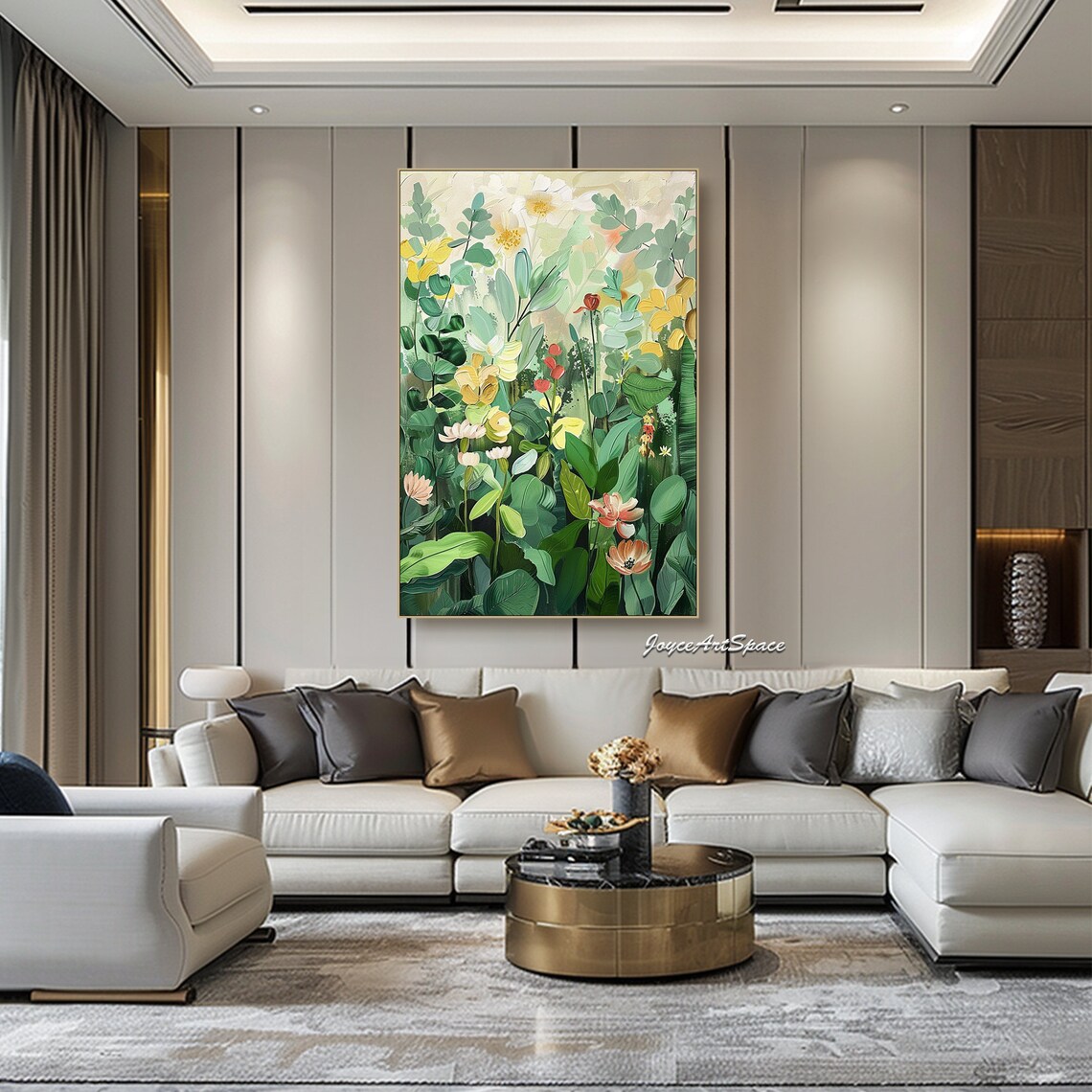 Green Floral Oil Painting Wall Art Print - Image 5