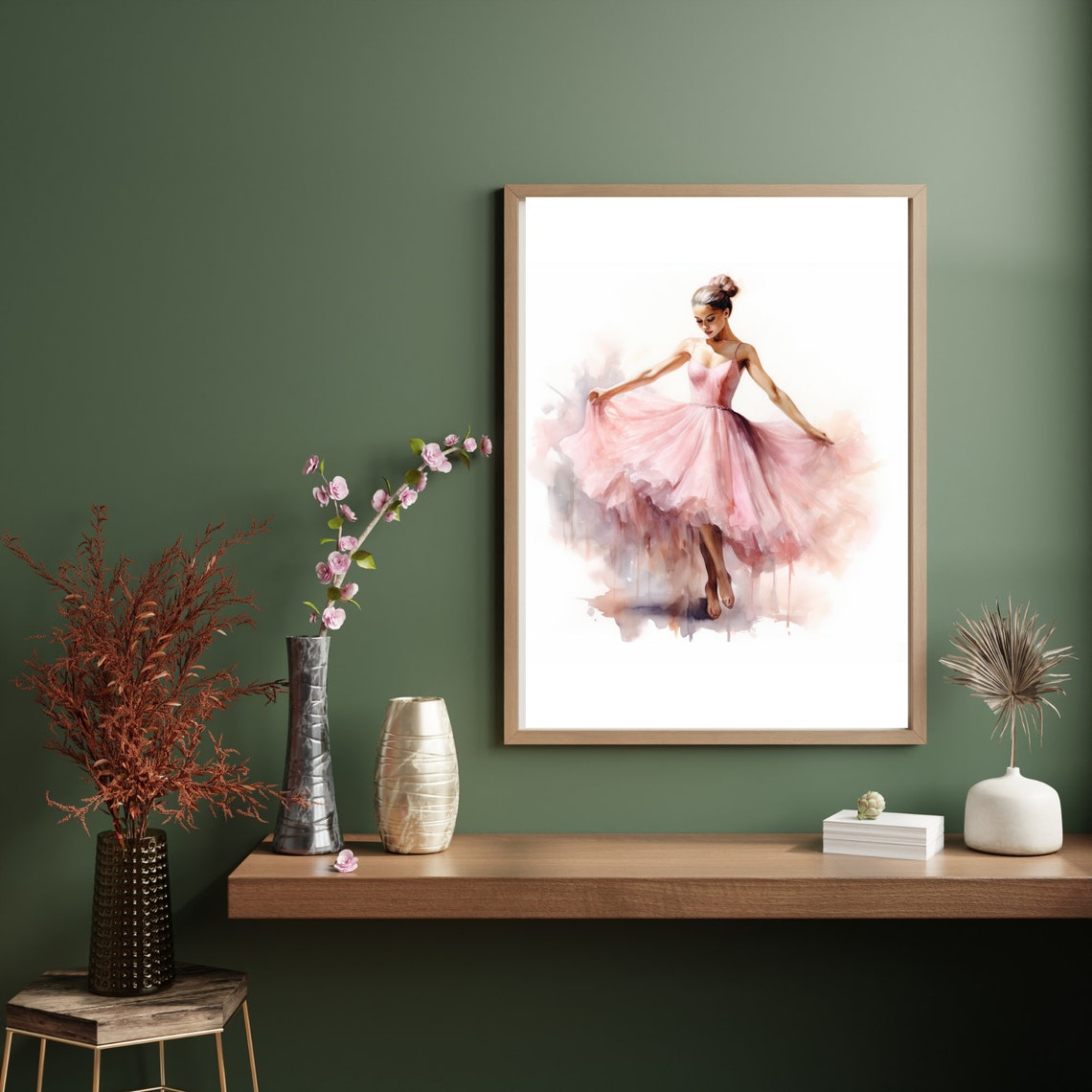 Ballerina Girl Watercolor Painting Wall Art Instant Ballerina Print Ballerina Wall Art Valentine - Image 3