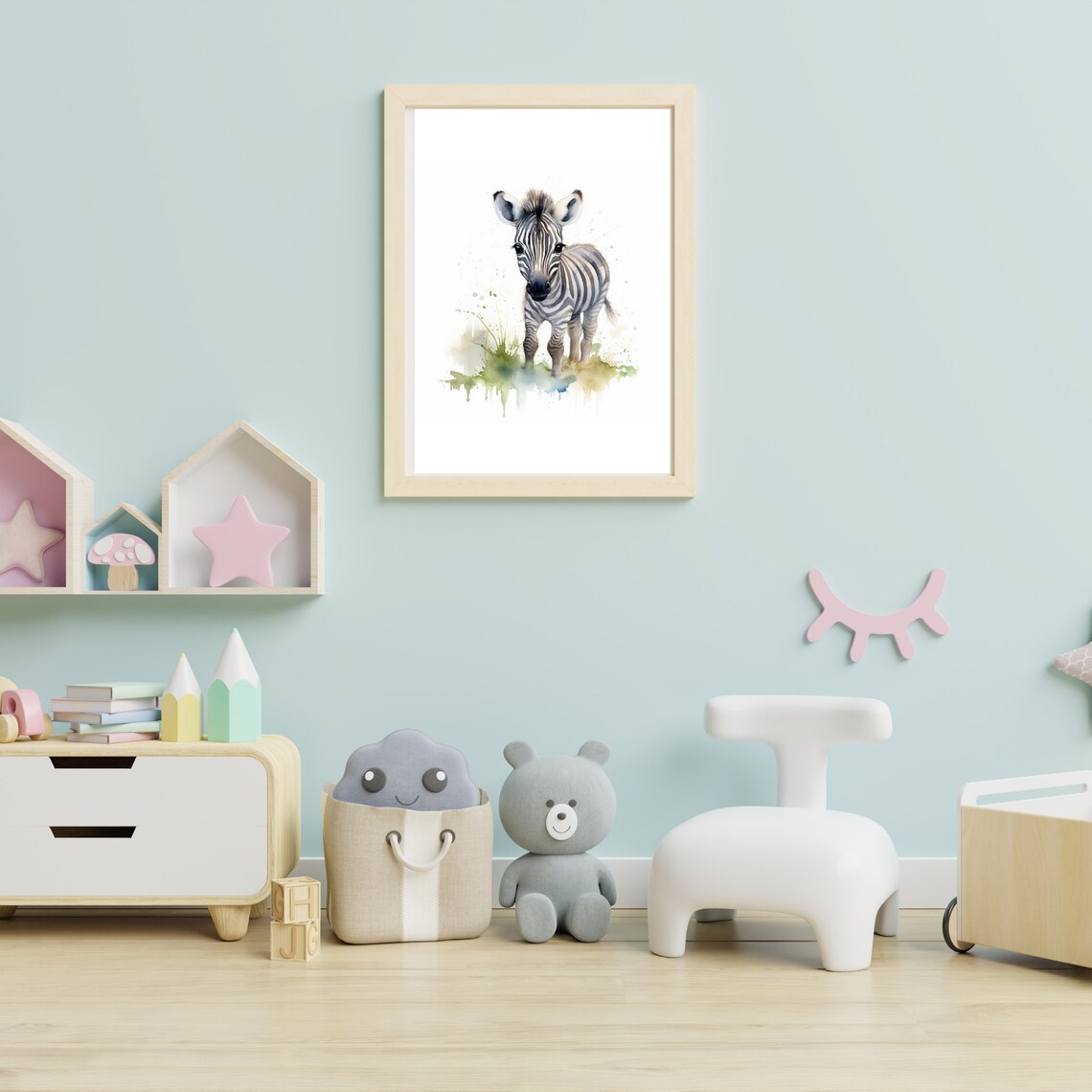 Baby Zebra Watercolor Cute Safari Animal Nursery Decor Print - Image 4