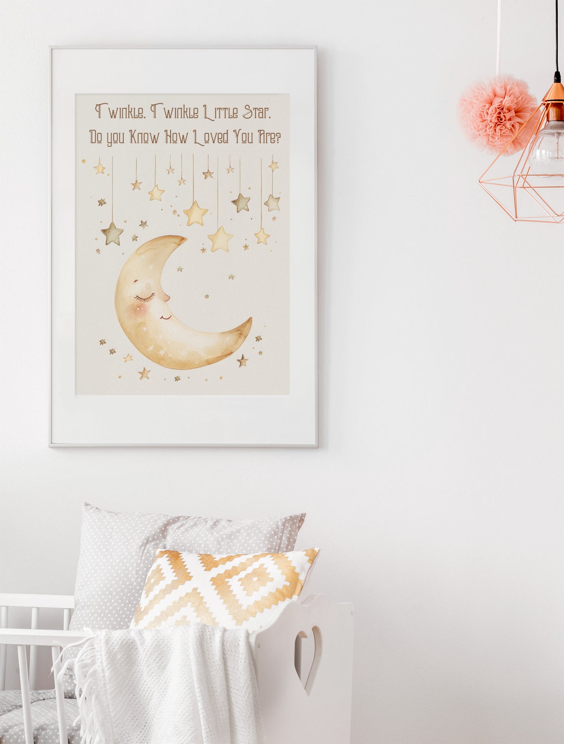 Twinkle Twinkle Little Star Sleepy Moon Watercolor Nursery Poster - Image 3