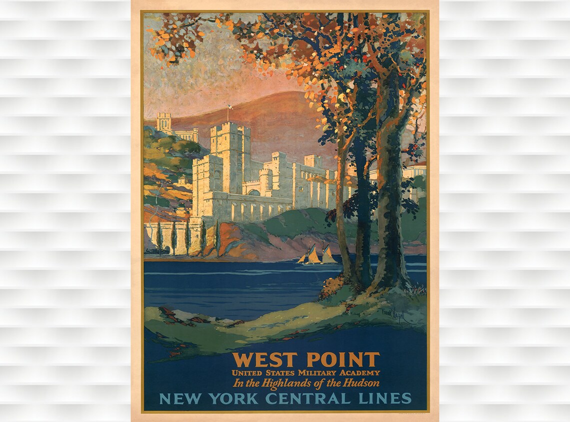 West Point Military Academy Hudson Highlands New York Railroad Poster