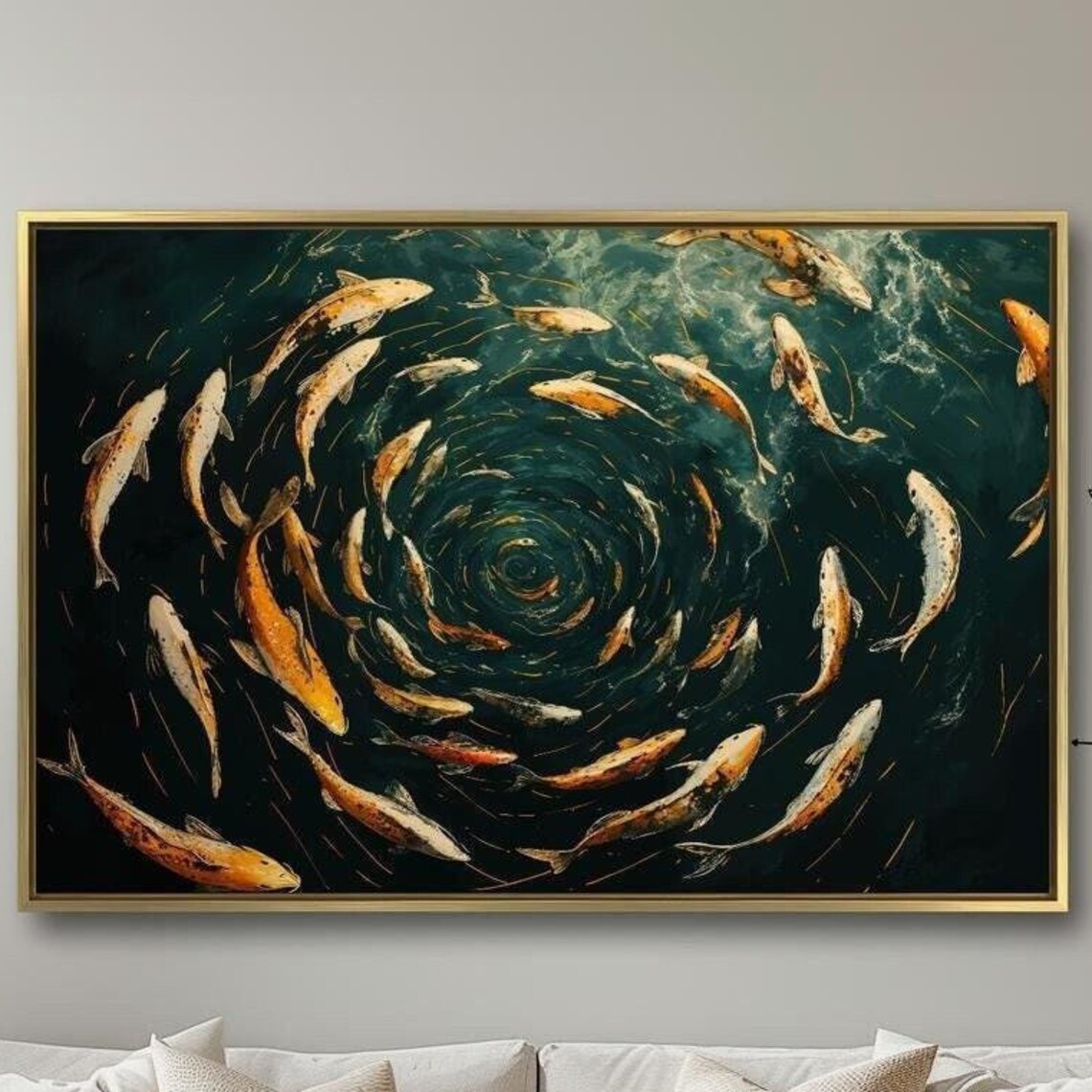 Abstract Koi Fish Spiral, Japanese Zen Art Print