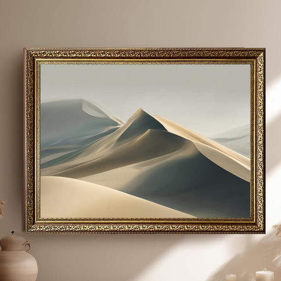 Minimal Desert Dunes Wall Art Canvas Print Soft Sand Landscape Painting Abstract Neutral Tones Artwork For Modern Calm Home Decor