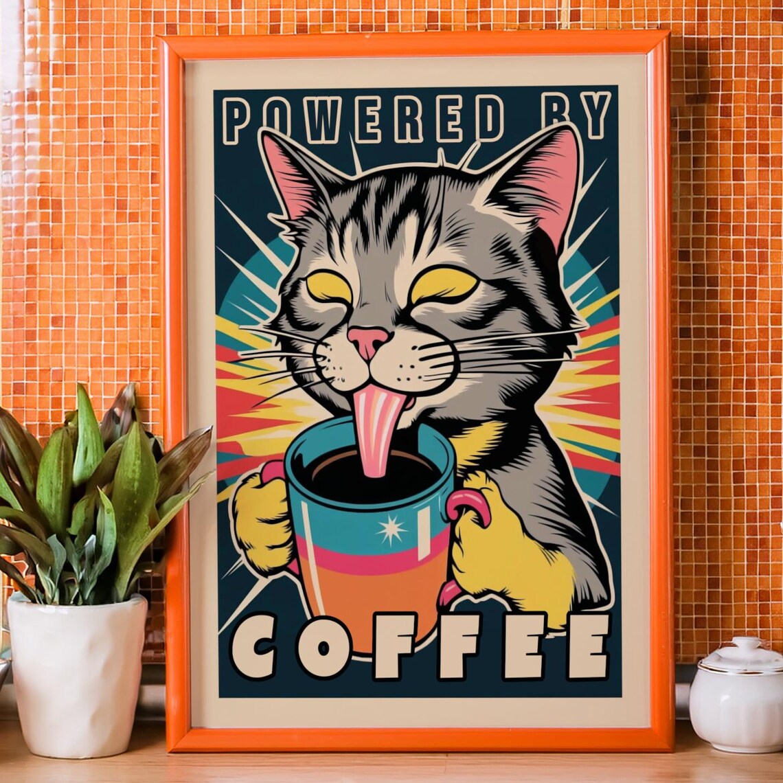 Cute Cat Coffee Poster, Retro Kitchen Decor - Image 4