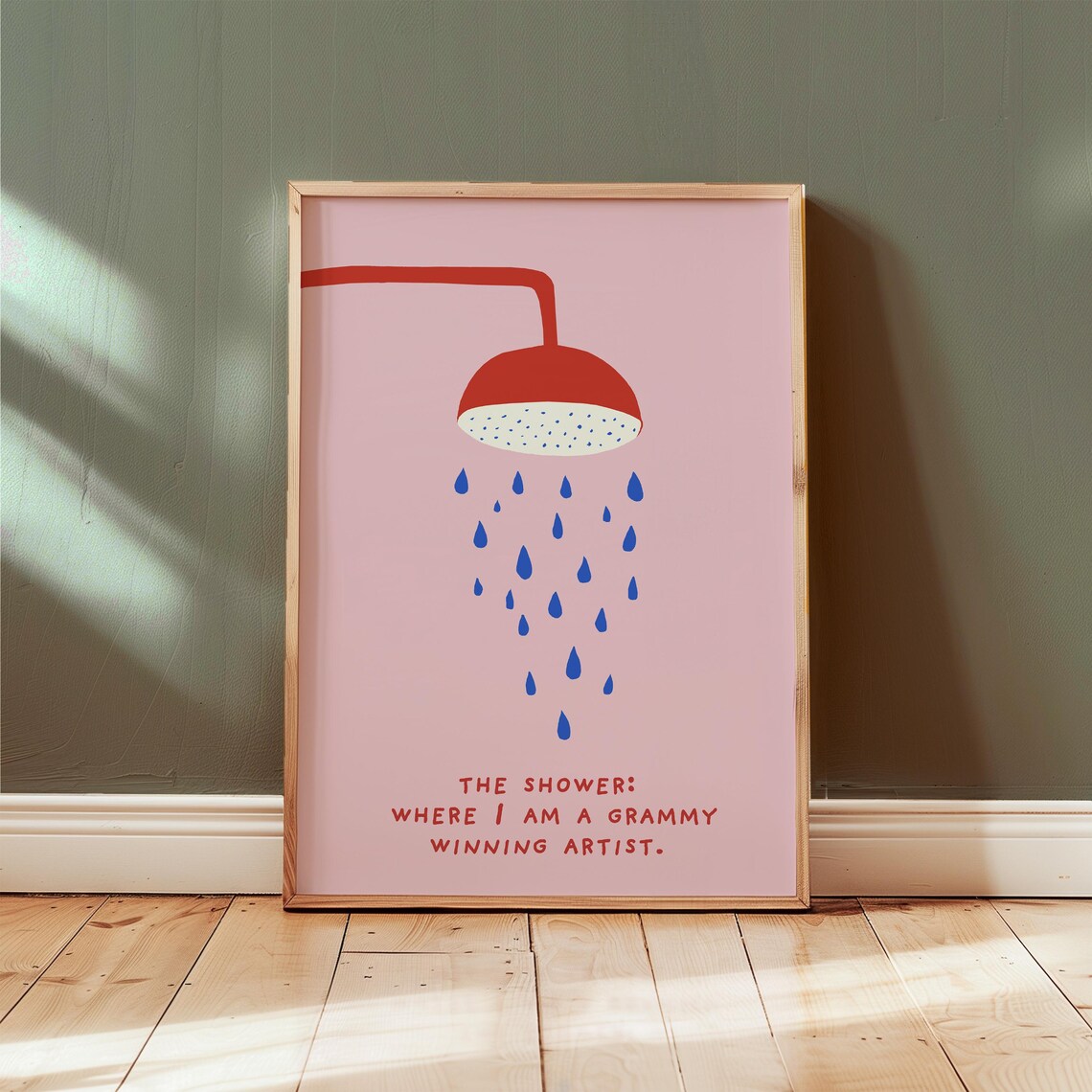 Funny Shower Karaoke Retro Pink Bathroom Art Print