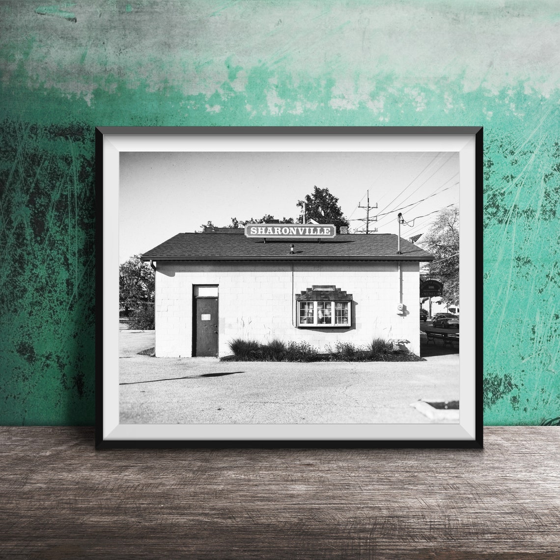 Sharonville Small Town Roadside Building Sign Photography Poster - Image 2
