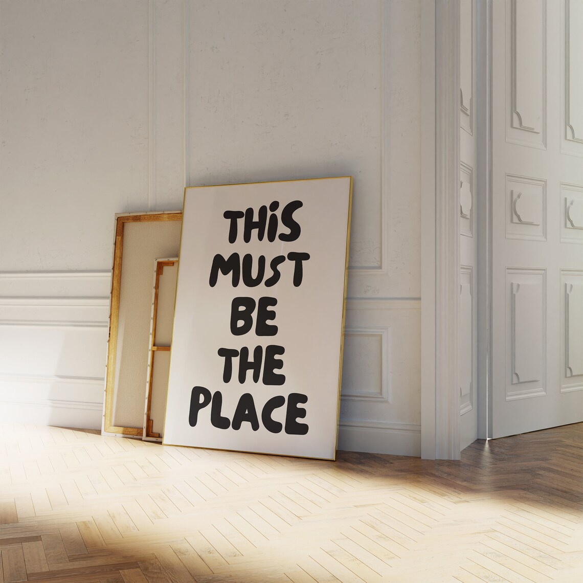 This Must Be The Place Black Bubble Letter Retro Quote Poster - Image 3