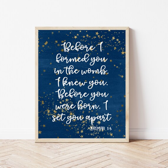 Before I Formed You In The Womb Jeremiah 15 Bible Verse Nursery Wall Art Christian Baby Gifts Scripture Print Baptism