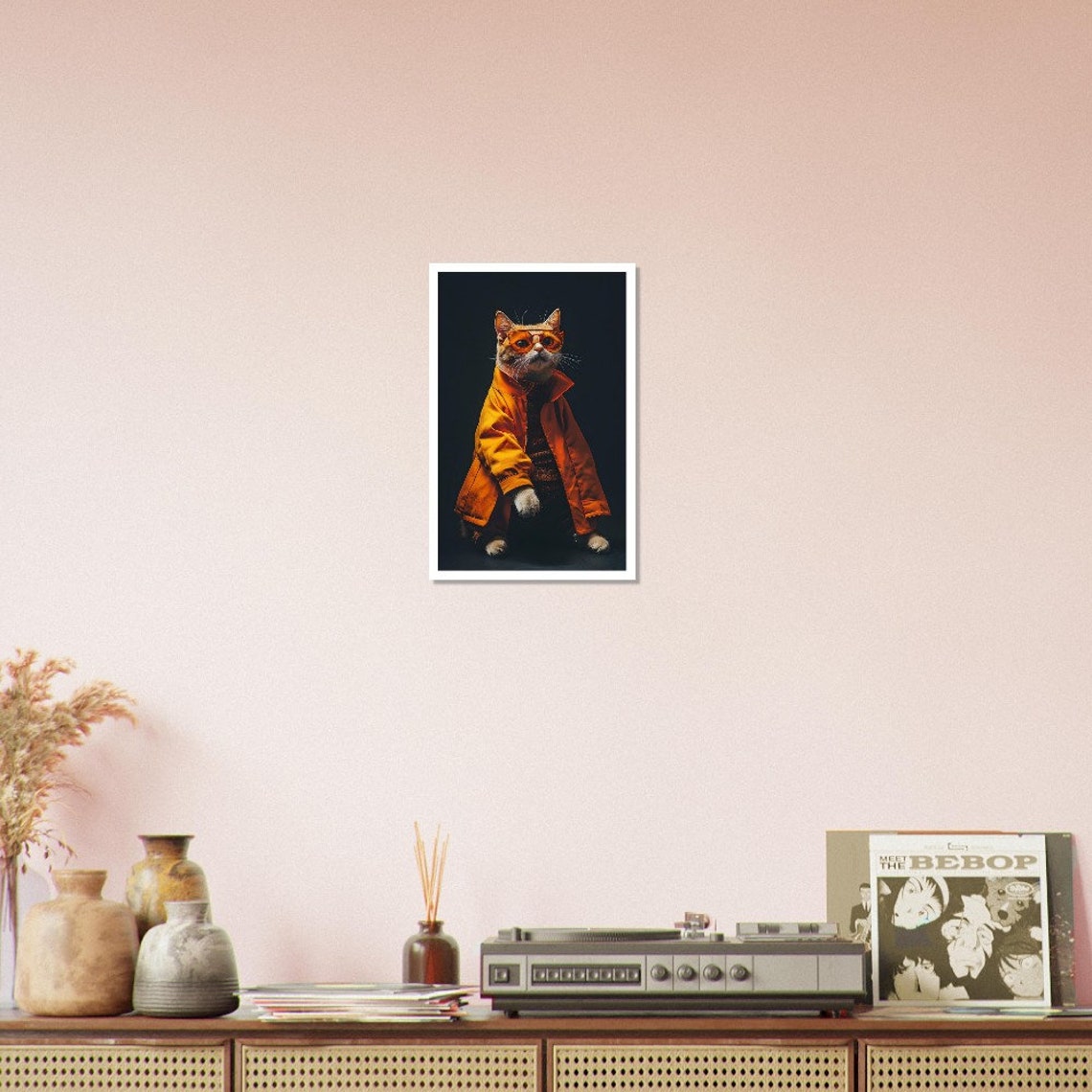 Cool Cat In Orange Jacket And Sunglasses Fashion Wall Poster - Image 2
