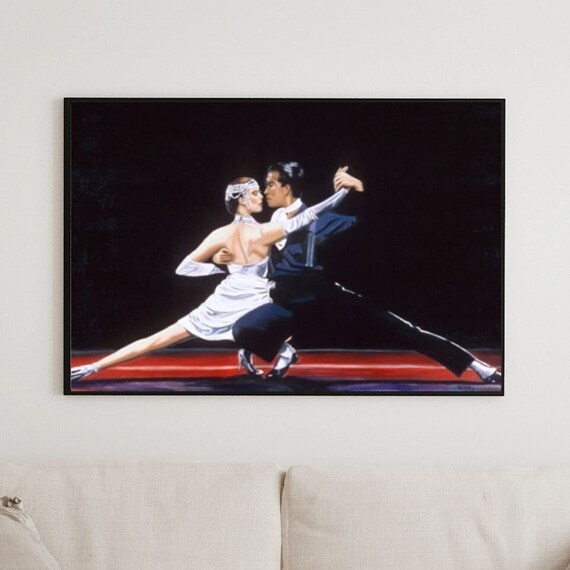 Tango Dance Couple Dramatic Dip Dark Stage Ballroom Art Poster