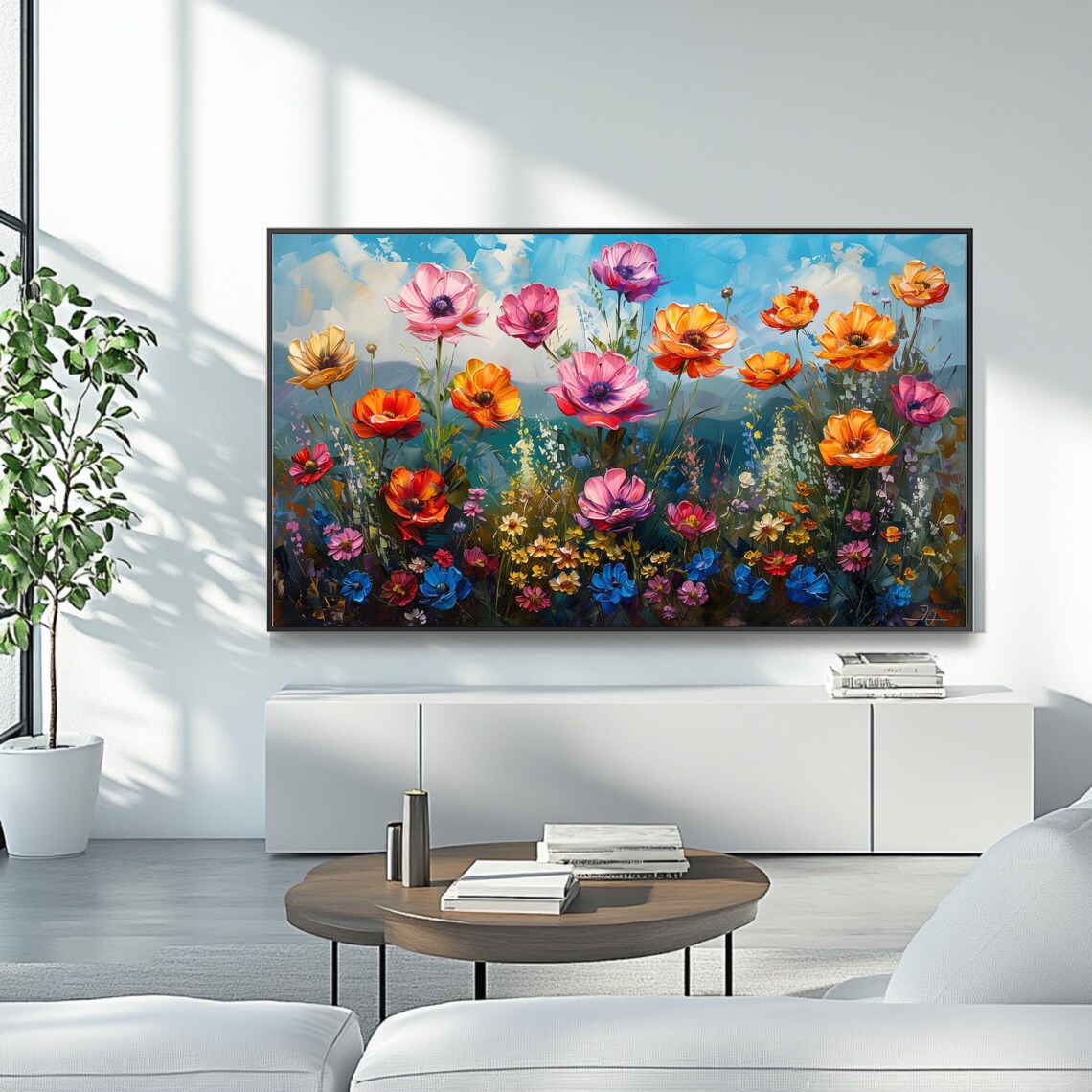 Colorful Wildflower Meadow Bright Impasto Floral Garden Poster - Image 4