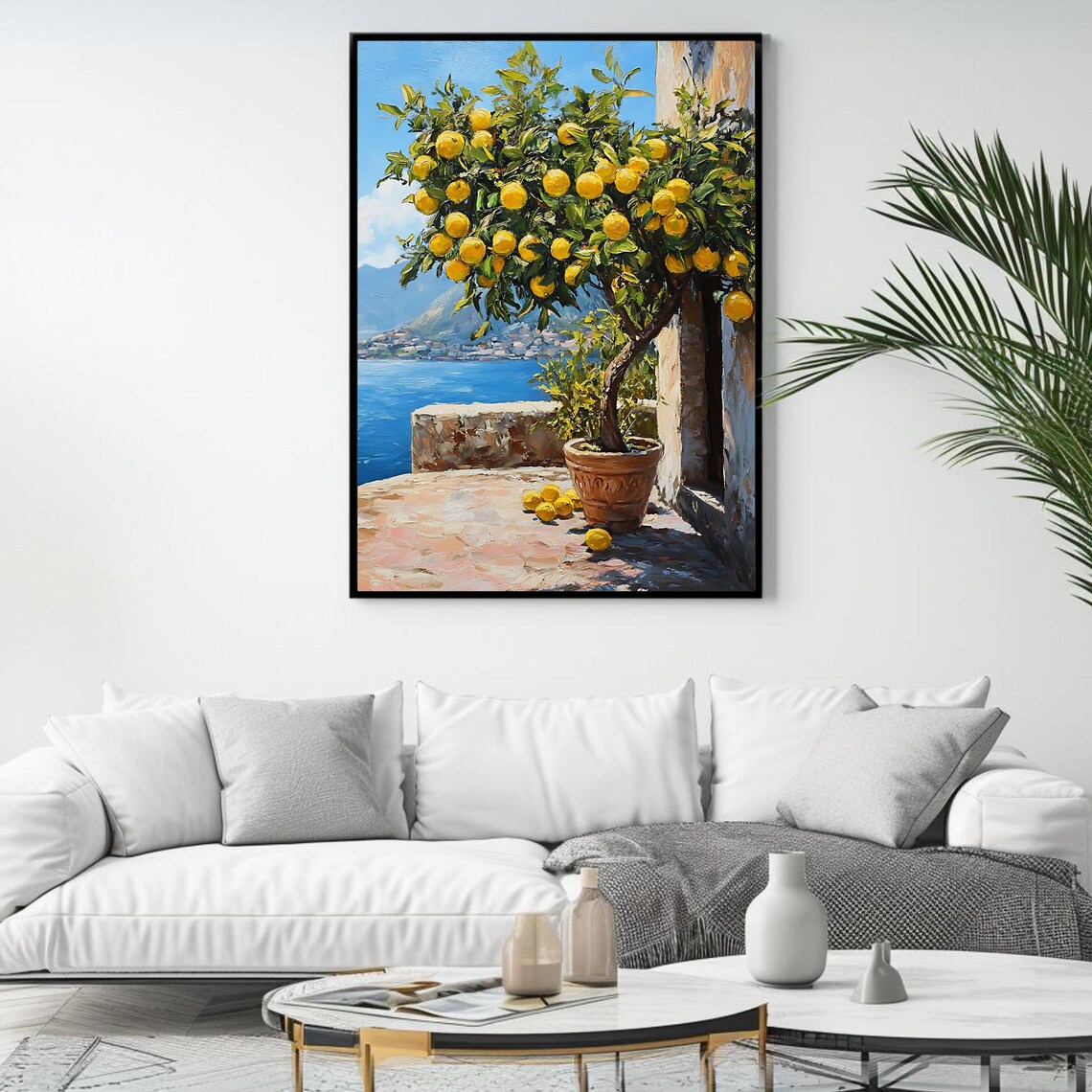 Lemon Tree, Mediterranean Coastal Landscape Art Print - Image 4