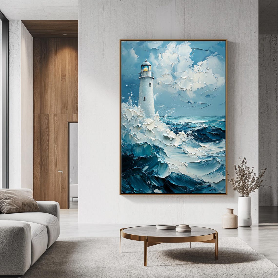 Lighthouse Ocean Wall Art Print Coastal Artwork Nautical Decor - Image 3