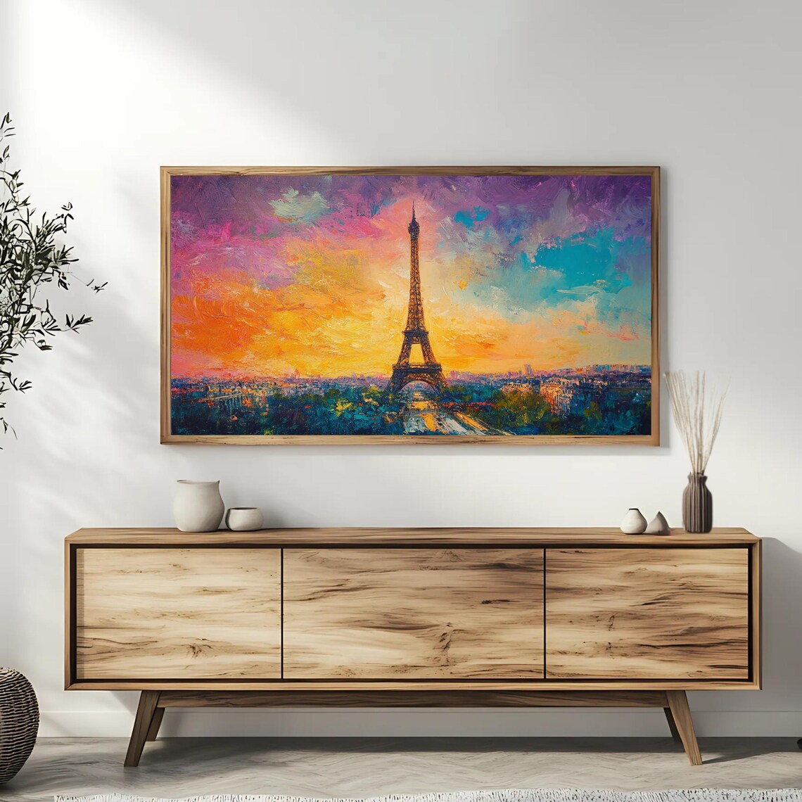 Eiffel Tower Sunset Paris Cityscape Art Print - Image 3