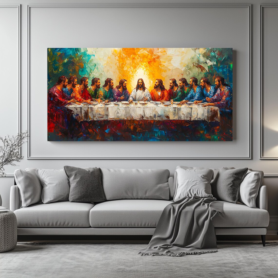 The Last Supper Vibrant Impasto Painting Jesus Apostles Biblical Art Poster - Image 3