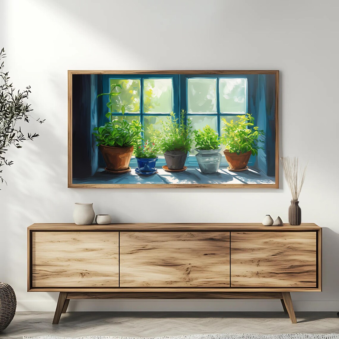 Sunny Windowsill Potted Plants Botanical Still Life Art Poster - Image 3