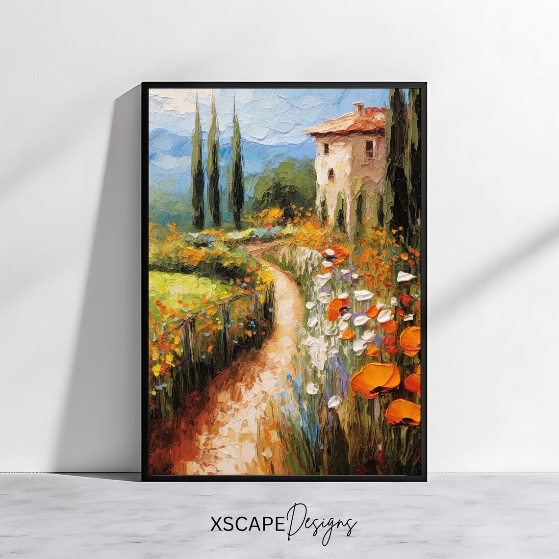 Tuscan Landscape Art Print, Rustic Italian Countryside