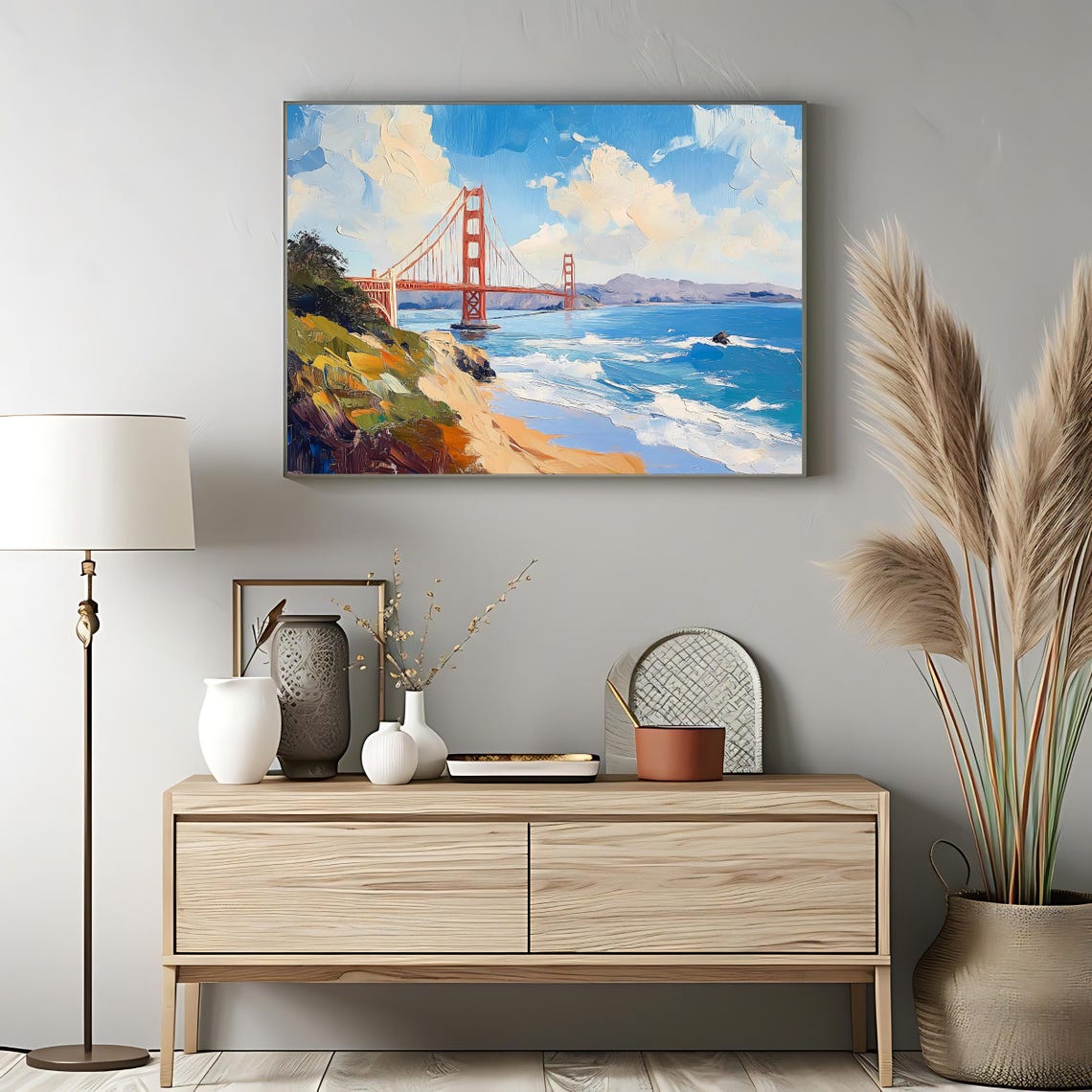 Golden Gate Bridge San Francisco Bay Blue Water Colorful Poster - Image 3