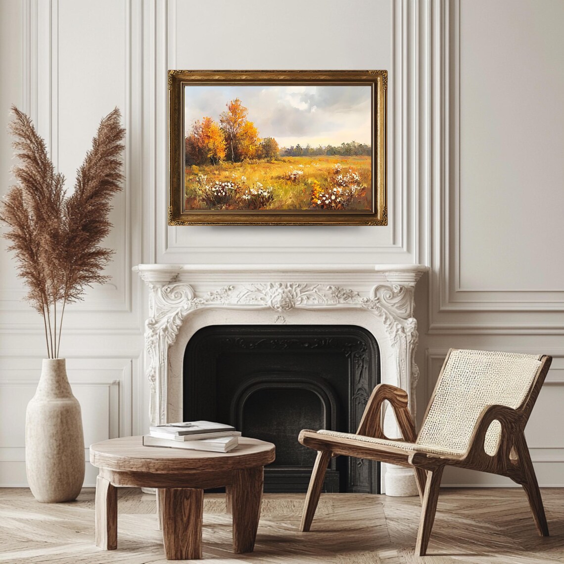 Golden Autumn Meadow Vintage Rustic Countryside Fall View Poster - Image 3