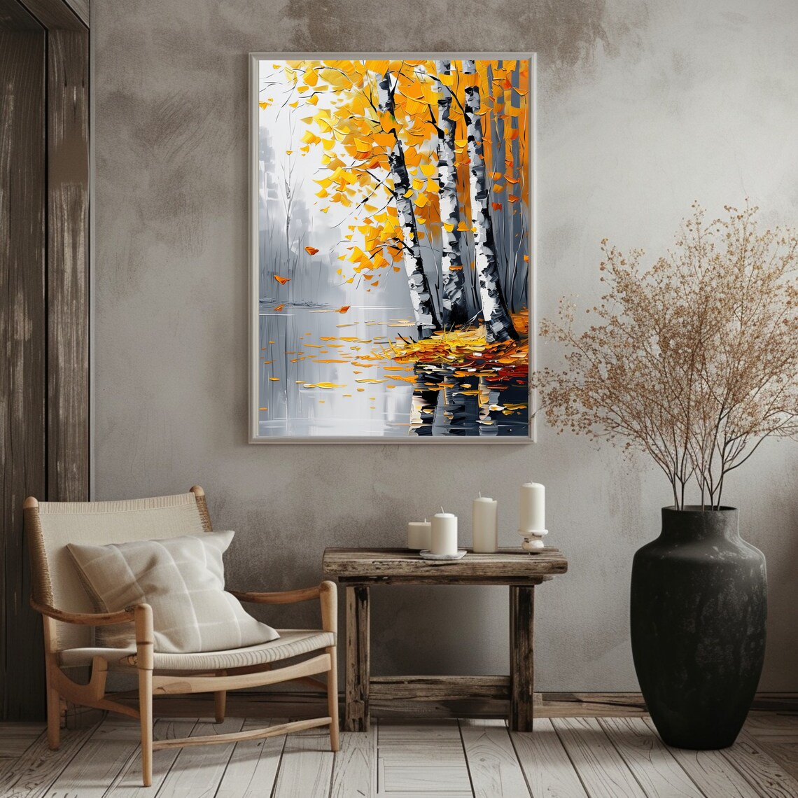 Autumn Trees Poster Print, Birch Forest Nature Scene - Image 3