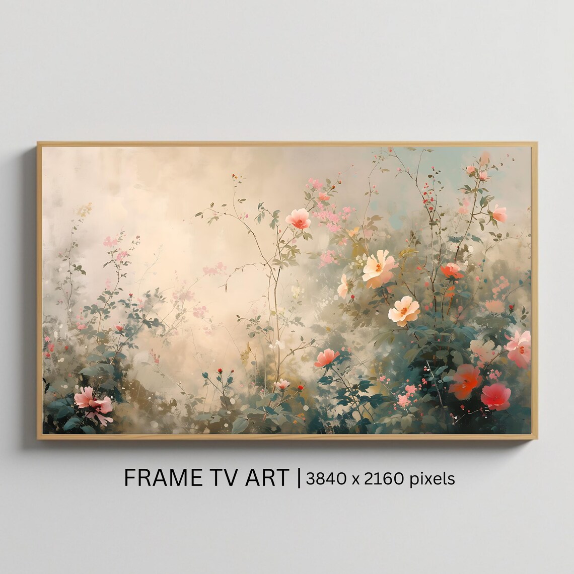 Dreamy Floral Garden Pink Blossoms Watercolor Wall Art Poster