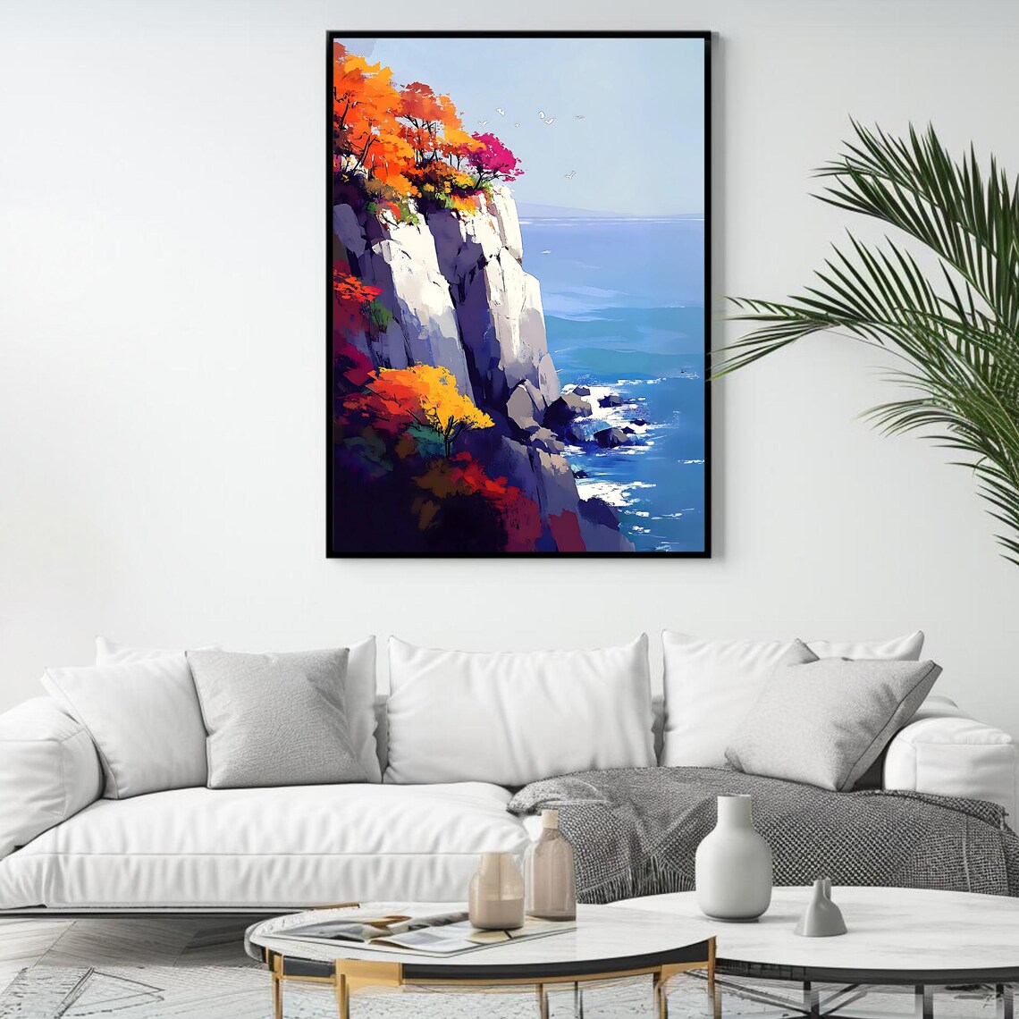 Cliffside Autumn Coastal Nature Wall Art Print - Image 4