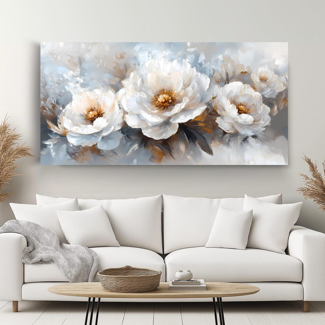 White Peony Botanical Floral Art Print - Image 2
