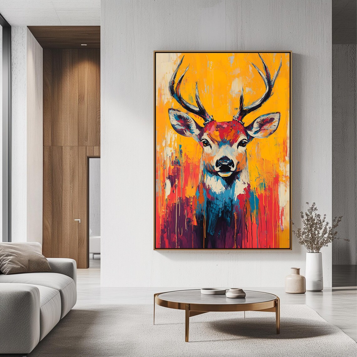Deer Wall Art Print, Vibrant Abstract Stag - Image 3