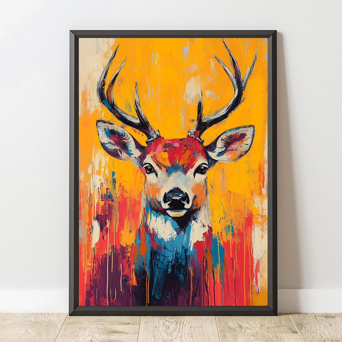 Deer Wall Art Print, Vibrant Abstract Stag - Image 2