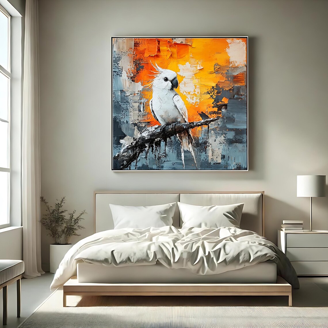 Square Cockatoo Art Print, Modern Abstract Artwork - Image 2