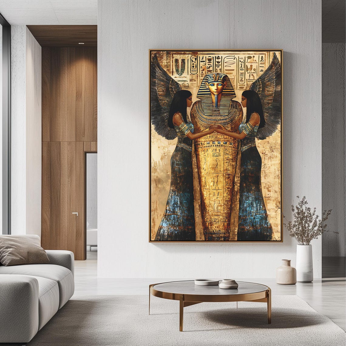 Golden Egyptian Sarcophagus Ancient Hieroglyph Historical Art Poster - Image 3