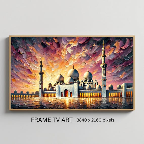 Frame Tv Art Masjid Quba Vibrant Sunset Islamic Art For Frame Tv Religious Tv Art Art