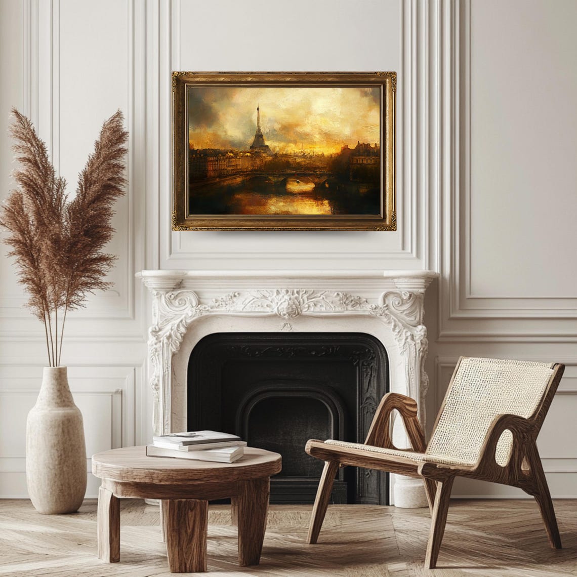 Paris Eiffel Tower Golden Sunset Seine River Bridge Cityscape Poster - Image 3
