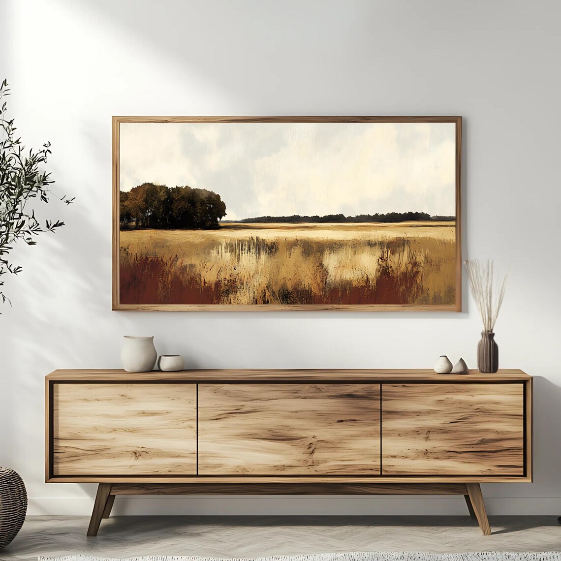 Rustic Field, Neutral Landscape Art Print - Image 3