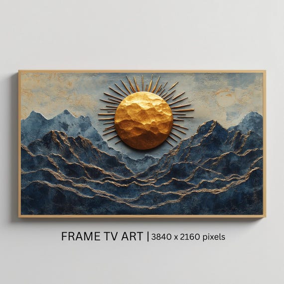 Golden Sun Mountains Art Frame Tv Roku Screensaver Abstract Landscape