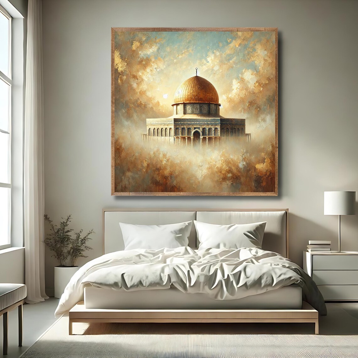 Dome of the Rock in Golden Clouds Dreamy Ethereal Jerusalem Art Poster - Image 2