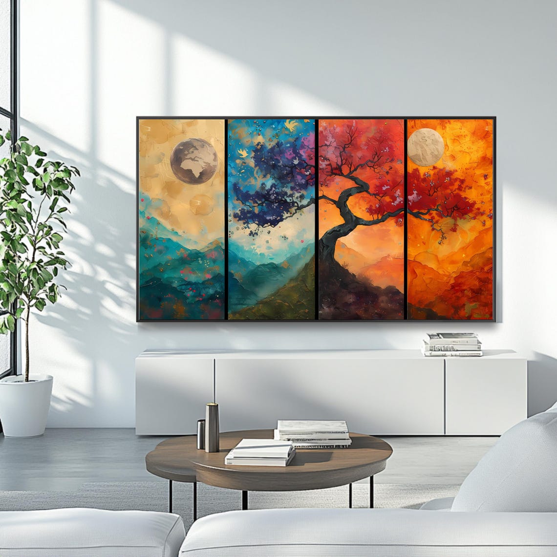 Four Seasons Tree Frame TV Art Seasonal Landscape Digital Wall Poster - Image 4
